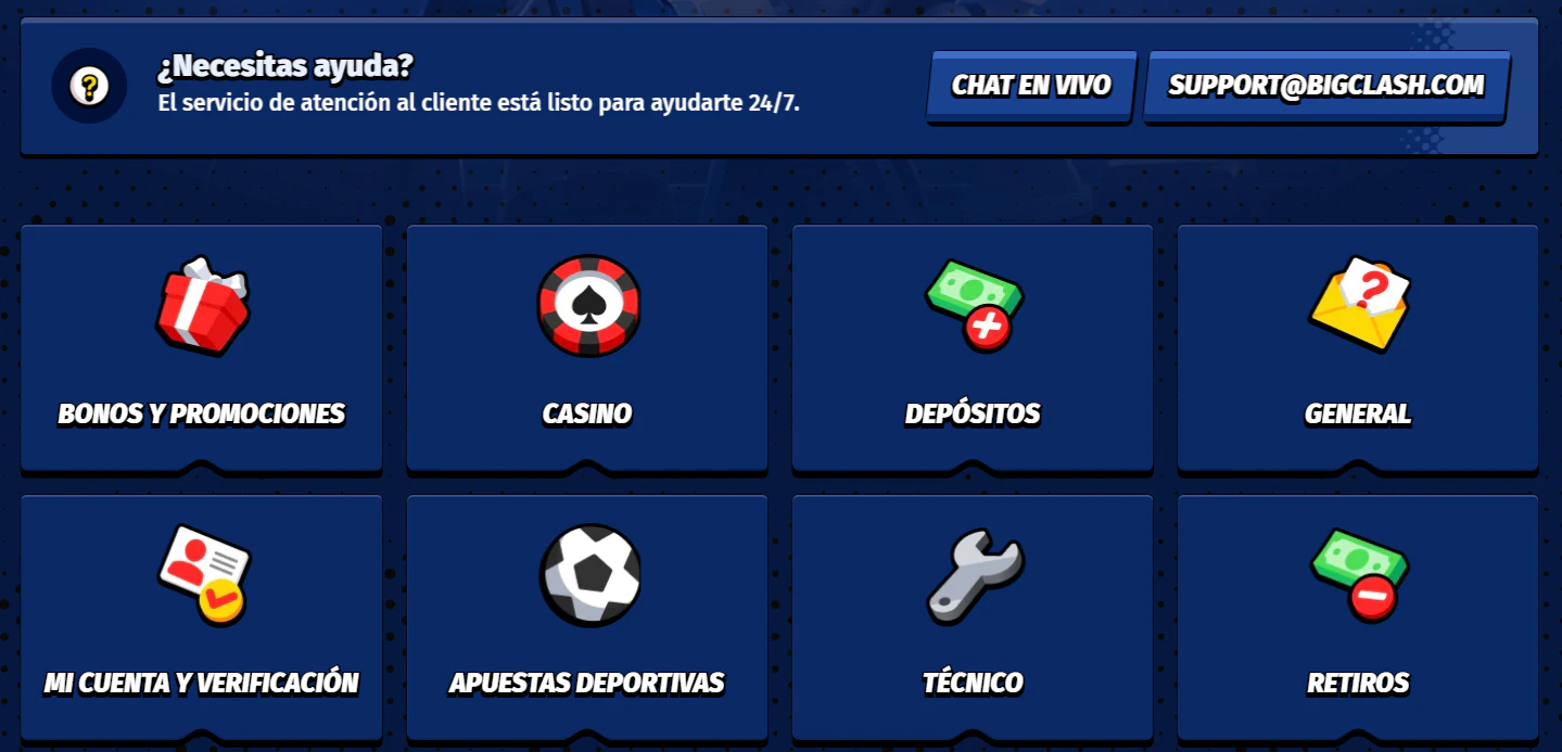 Atención al cliente en bigclash
