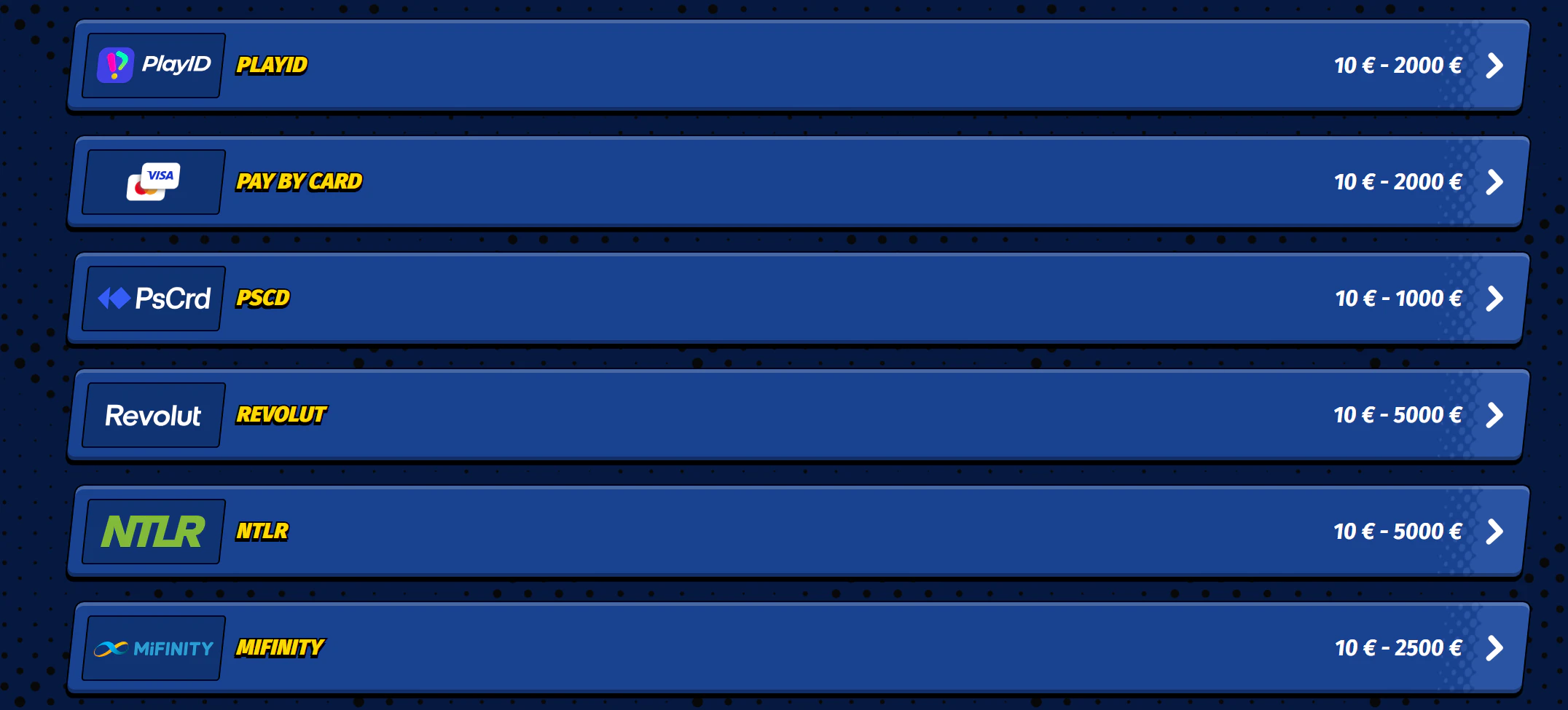 Métodos de pago en bigclash