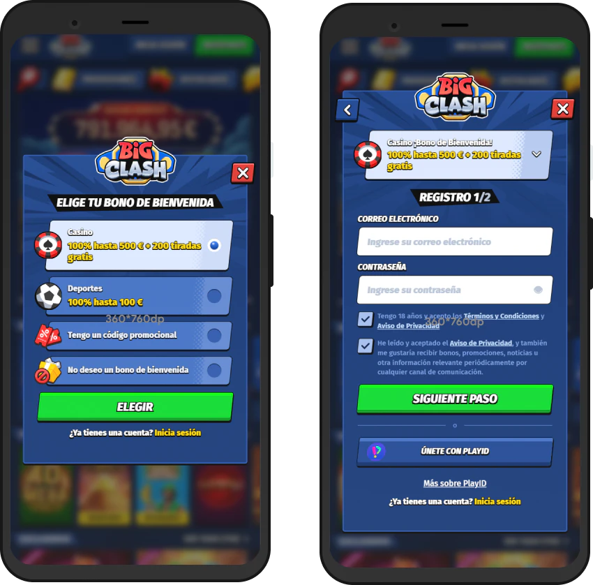 Registro y acceso a tu cuenta en bigclash